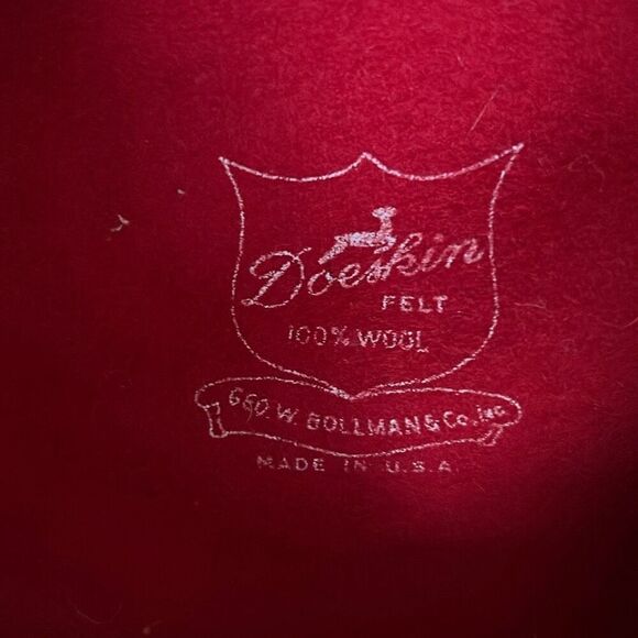 Doeskin red wool beret made is USA